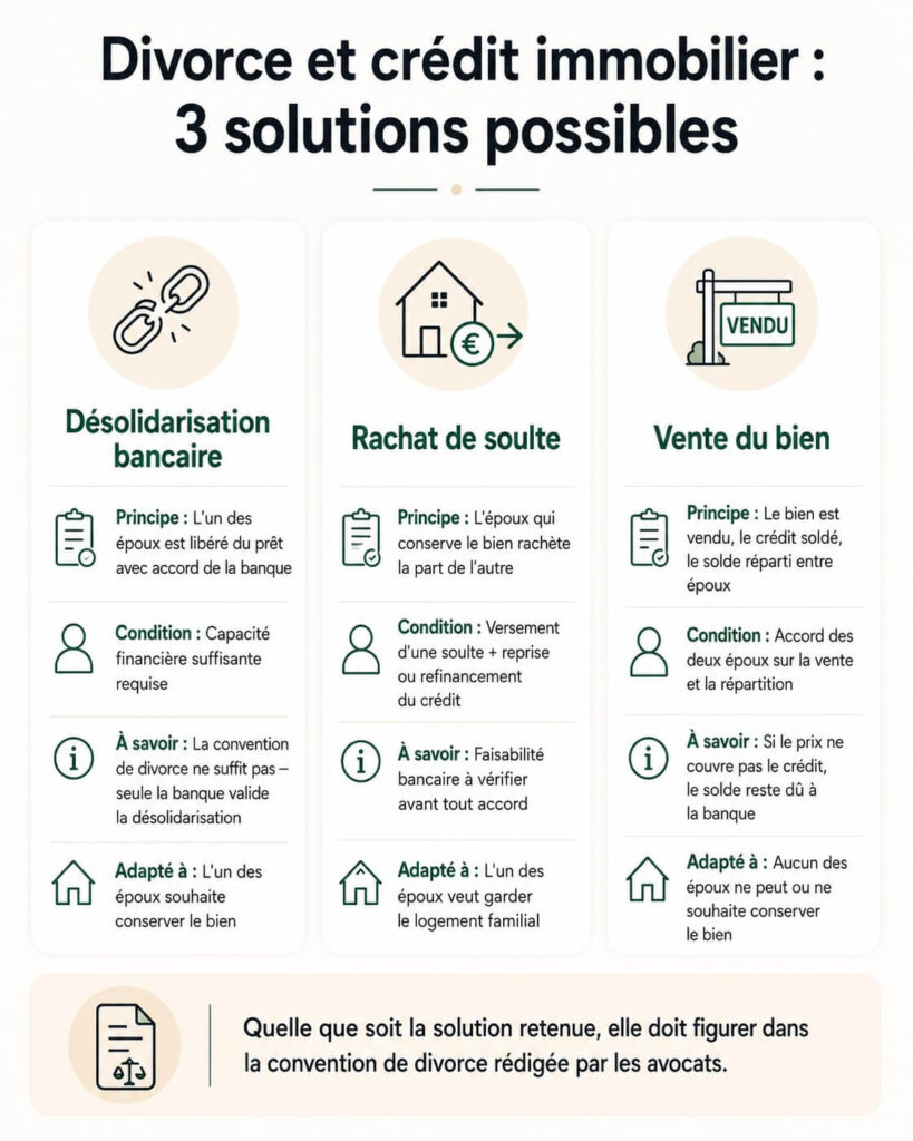 Illustration : les 3 solutions pour gérer un crédit immobilier lors d'un divorce amiable
